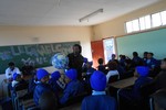 Sivuyile using the Earth Ball to explain astronomical concepts during his National Science Talk 